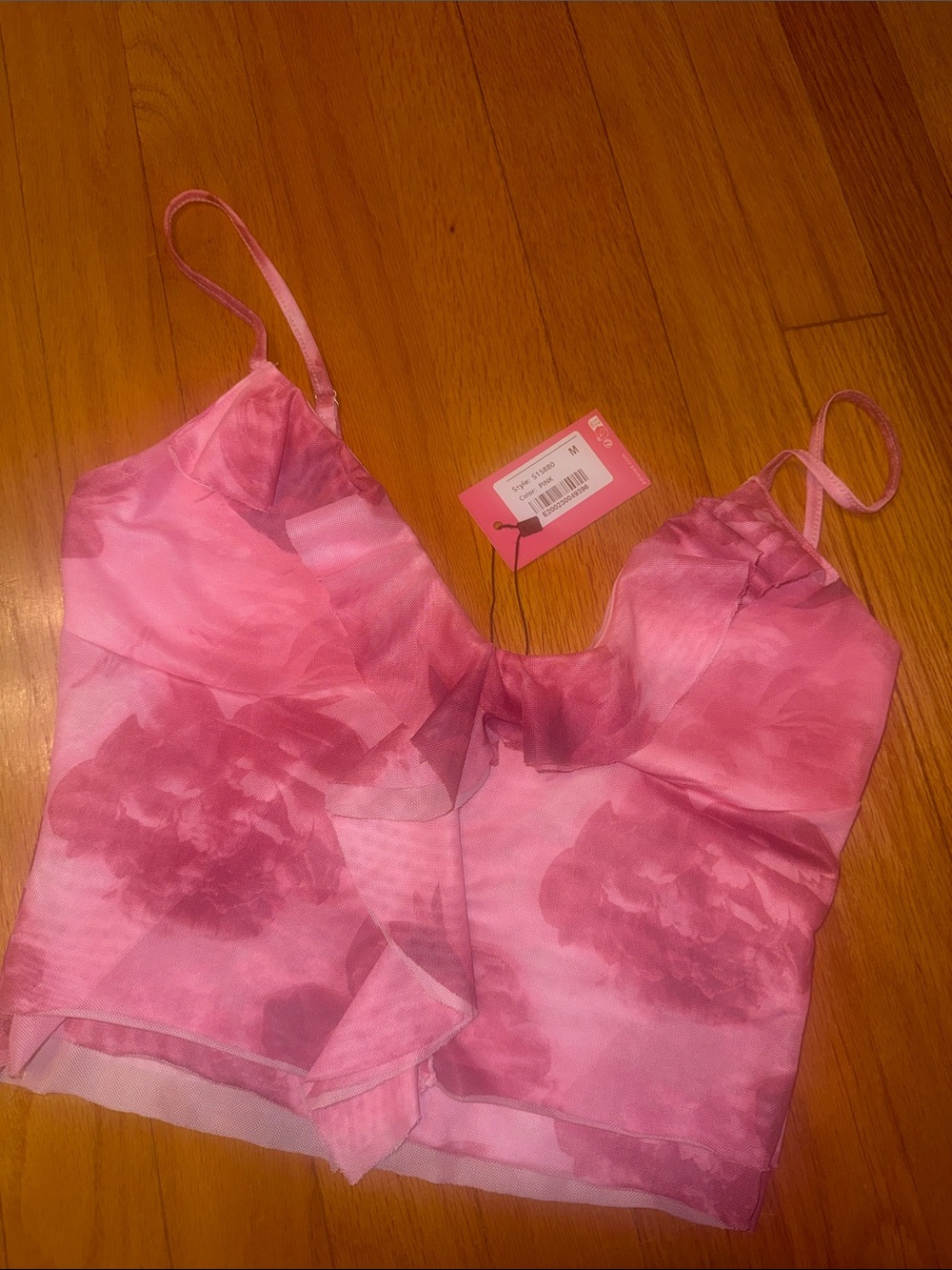 Edikted Pink Floral Tank Top NWT